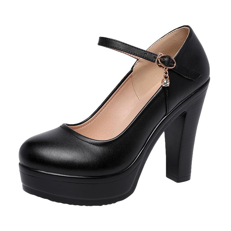 Mode Taille 32-43 Chaussures à Talons Hauts pour Femmes Bout Rond Talon Épais Chaussures de Fête de Mariage Plateforme Escarpins pour Femmes Chaussures de Bureau pour Femmes 8cm/10cm/12cm