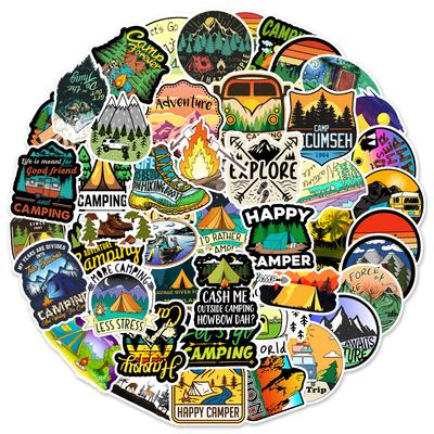 50 Outdoor Scenery Camping 1-Tutorial Notebook Water Cup Doodle Decorative Stickers