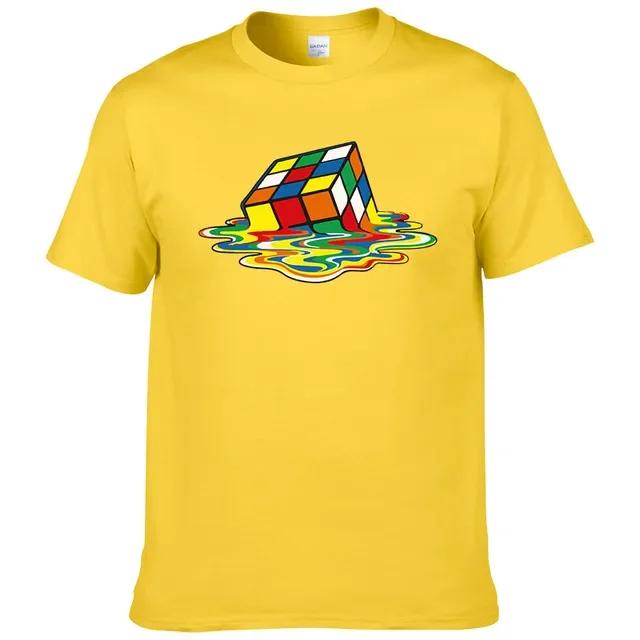 Summer Cotton T-Shirt Rubik's Cube Print T Fun Fashionable T-Shirt Tops Unisex Men's Short Sleeve Cool European Size T-Shirt