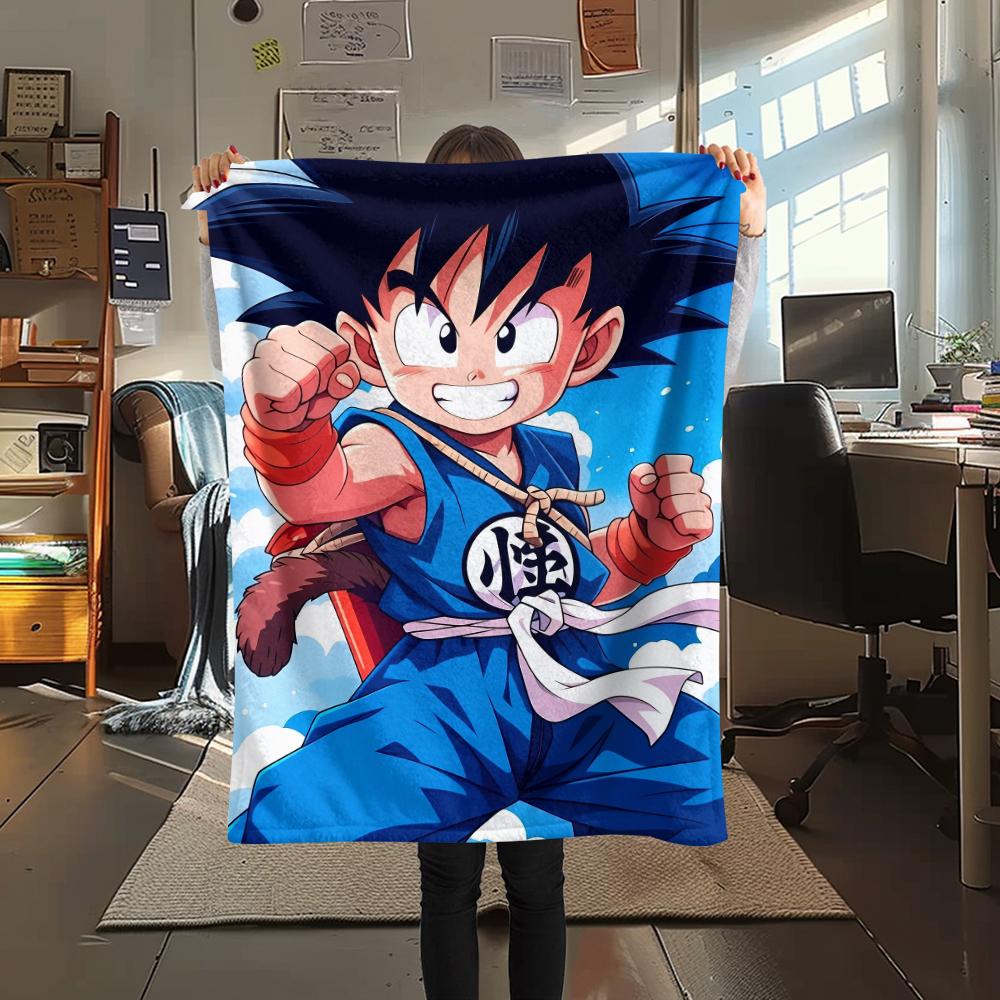 Dragon Ball Character Goku pattern Flannel Blanket, High quality Comfortable for All Seasons, Home Decor, Warmth and Comfort, Perfect for Gifts.
