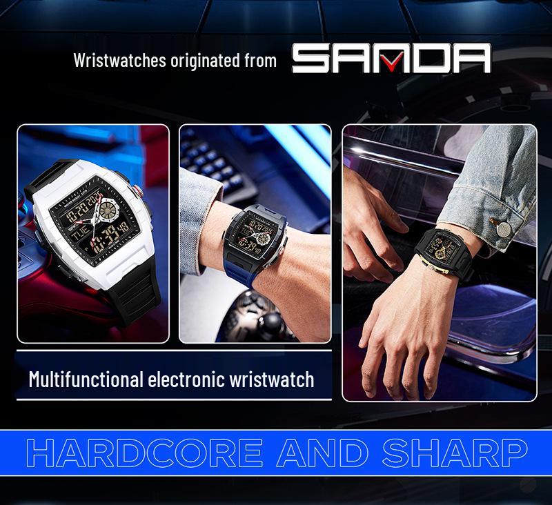 Sanda Trendy Multifunctional Sports Watch with Countdown, Snooze & Luminous Waterproof Features for Students - Model 3397