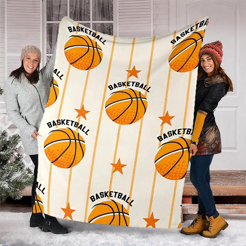 Deka s potlačou basketbalovej témy - Ideálna na pohovku, posteľ, cestovanie a vonkajšie použitie | Možno prať v práčke, útulná & odolná.
