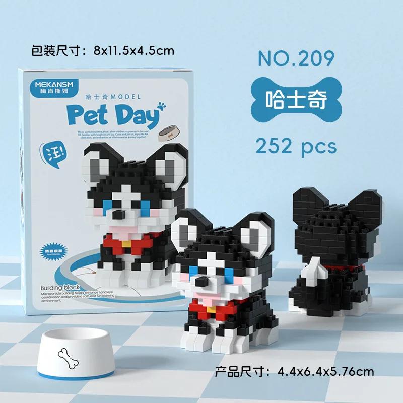Tier Mikro Bausteine Sets Ozelot Ragdoll Katze Hund 3D Modell Husky Collie Mini Figur Baustein Spielzeug Schnauzer Für Kinder Geschenk