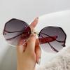Sunglasses for Women Fashion Rimless Beach Gradient Sunglass Lady Retro Summer Shades UV400 Eyeglasses