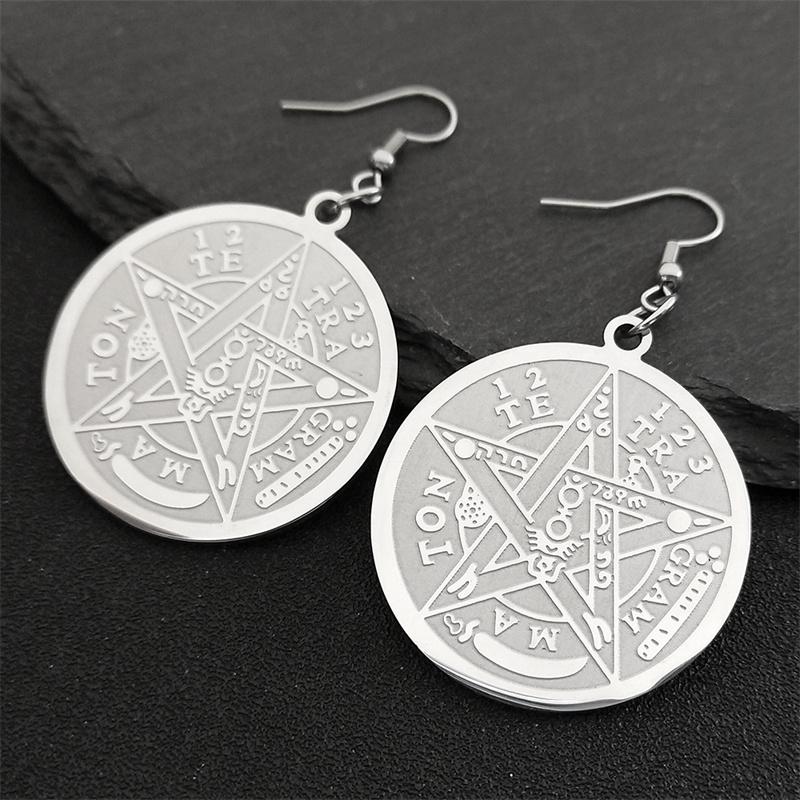 Je Tetragrammaton Hebrew Pentagram  Stainless Steel Earrings for Women Gold Color Charm Earring Drops Jewelry E6064S02