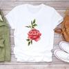 (Asian Size) Tee Top Sweet Flower Trend Cute 90s Cute Fashion Tshirt Women Clothing Casual Short Sleeve Print Lady Female Graphic T-shirt