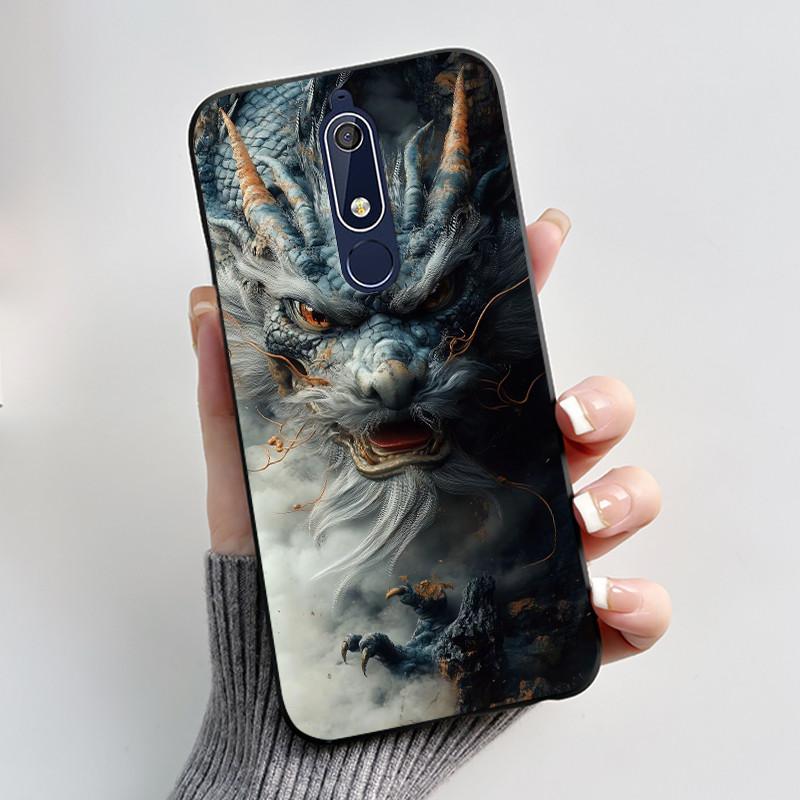 Etui Na Nokia 5.1 6.1 Estetyczne Luksusowe Urocze Fajne Chłopcy Dziewczyny Miękki silikon Etui na Telefon Tylna Pokrywa Czarna Matowa Ochronna Obudowa