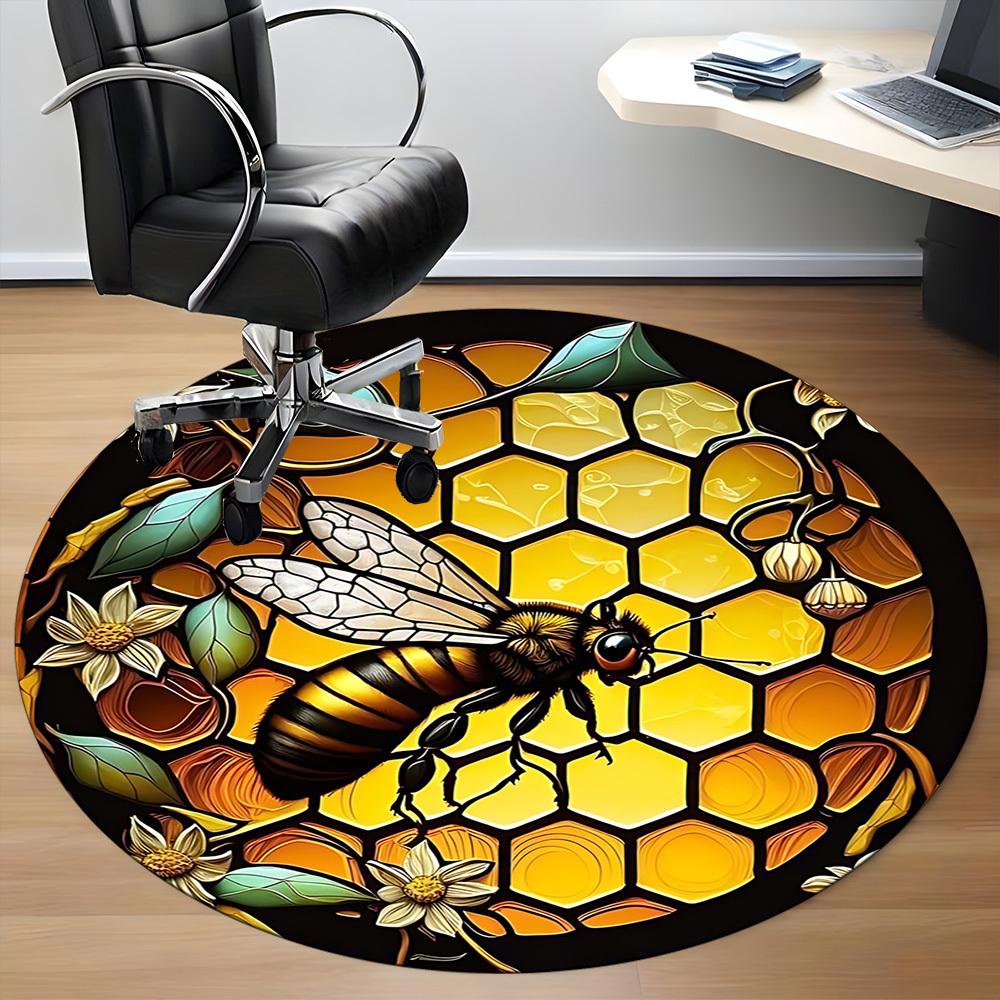 1 Stück Biene Wabe Büro Runder Teppich, Unter Bürostühlen Schlafzimmer Wohnzimmer Heimdekoration, Raumdeko