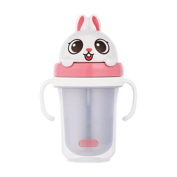 Edison Friends Spill-proof Double Stainless Steel Straw Cup 2 300ml, Rabbit Raney, 1 Piece