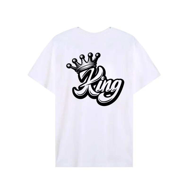 Tricou pentru cupluri de iubiți cu imprimeu regina, tricou Harajuku pentru femei, tricou asortat pentru cupluri, tricou de vară, femei, bărbați