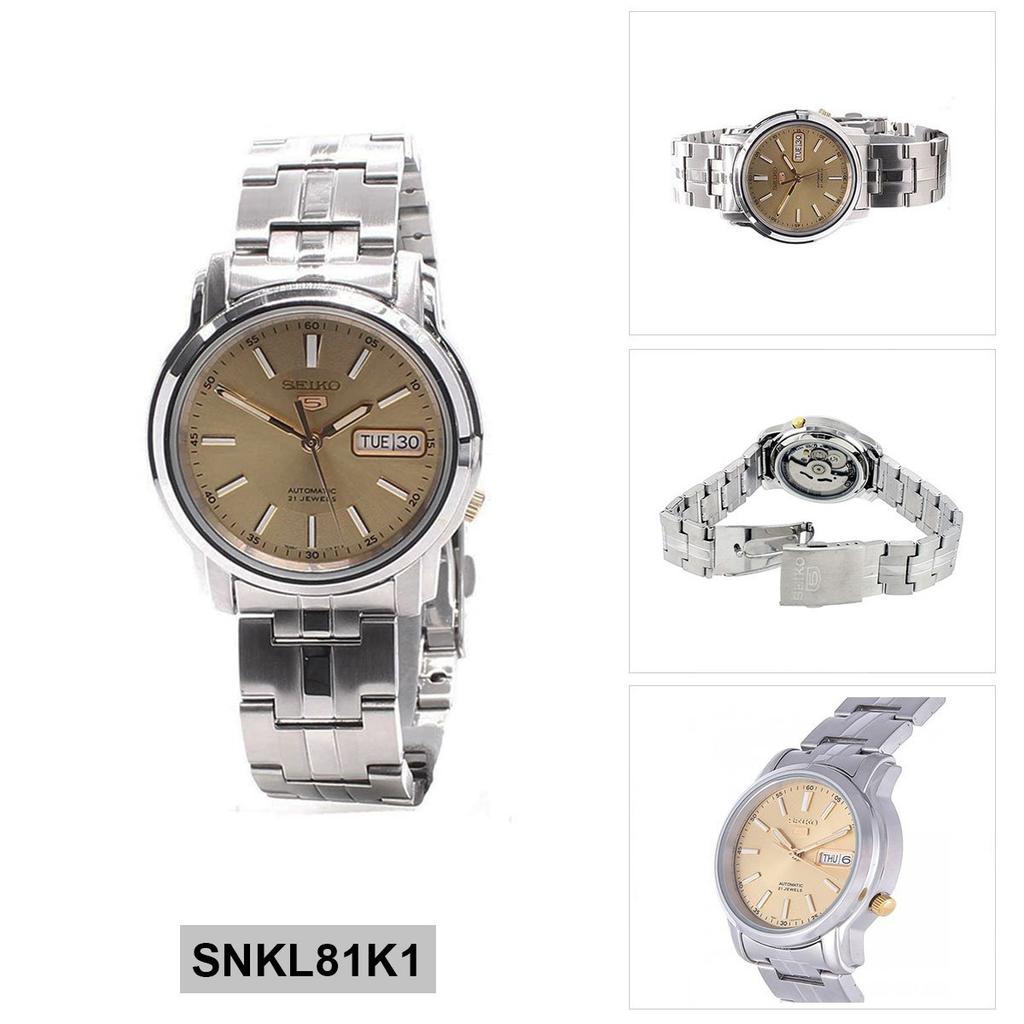 Seiko Seiko Herren-Armbanduhr, automatisches Champagner-Zifferblatt, Edelstahl, SNKL81K1