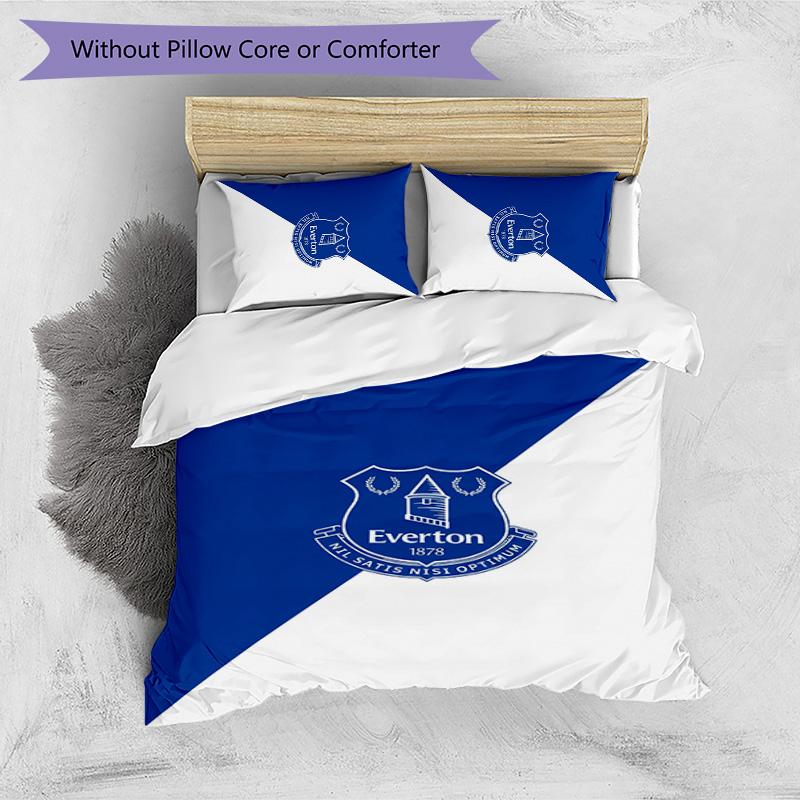 Everton Football Printed 3 Pieces Bedding Set, Comfortable Skin Friendly Bedroom Duvet Cover Set