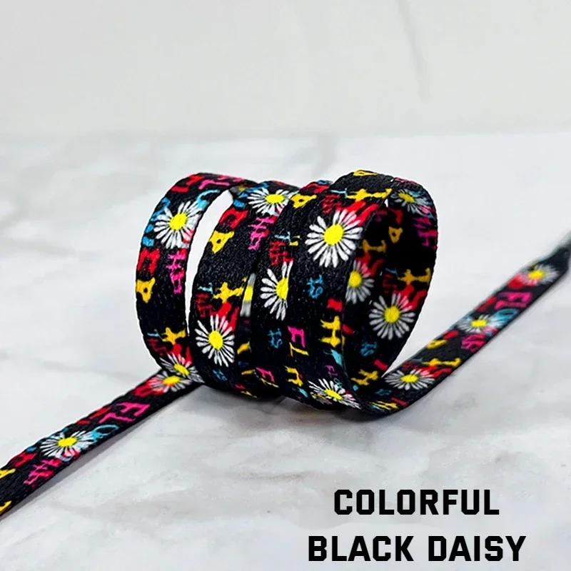 1Pair Flower Sneaker Strap Sport Shoelaces Daisy Cherry Blossom Rope Laces for Kids Adult AF1 Rubber Bands for Shoes Accessories