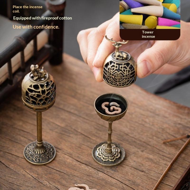 Alloy Hollow Aromatherapy Deer Crane Incense Burner Indoor High-Foot Stove Office Tea Room Decoration Incense Burners