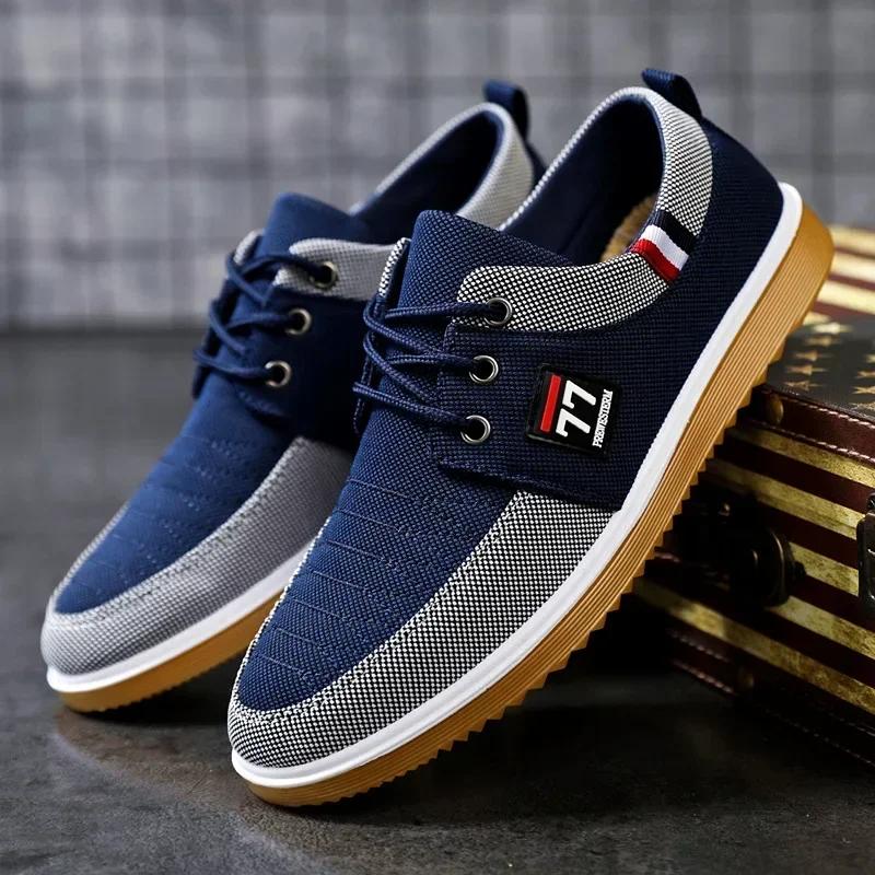 Fashion Summer Men's Canvas Shoes Lightweight Sports Shoes for Men Mesh Breathable Vulcanized Shoe Lace Up Man's Sneakers Working Shoes
