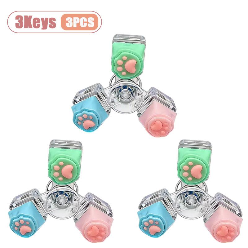 1-20PCS Silicone Cat Paw Keycap Fidget Spinner Stress Relief Toy for Keyboard Decompression Finger Gyroscope Keychain