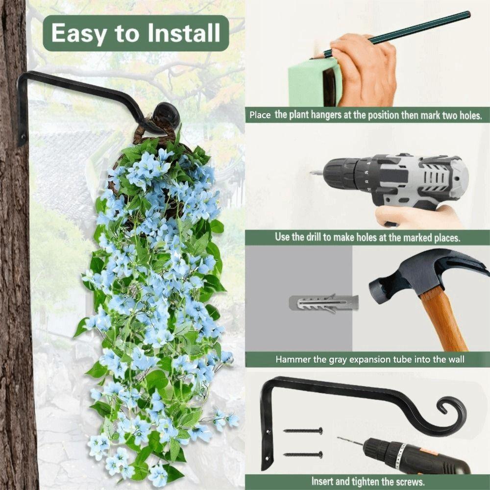 Multi-purpose Hanging Plant Stand Hooks Wrought Iron Hanging Plant Brackets  Balcony