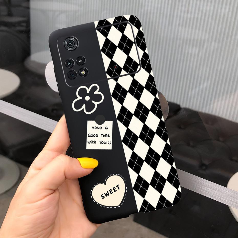 Чехол для Xiaomi Poco M4 Pro Милый узор Конфетный цвет Чехол для телефона Для Poco M 4 M4 Pro 5G 4G PocoM4 Мягкий силикон ТПУ Задняя крышка