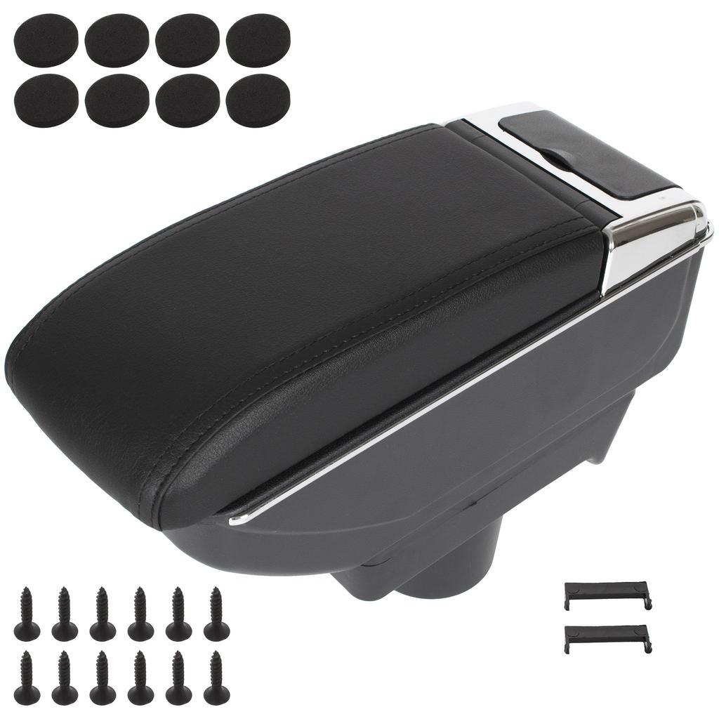 Opel Astra III H 04-14 Armrest with Storage Compartment, Black Eco Leather & Mounting Kit