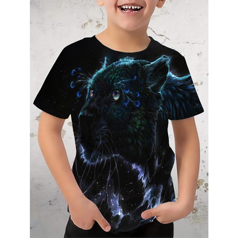 Camiseta para niño con estampado 3D de Tyrannosaurus Rex, de moda, de manga corta y cuello redondo, de secado rápido, para verano