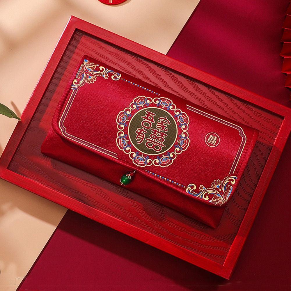Embroidery 2025 Red Pocket Satin Wedding Red Pockets Brocade Red Envelope Engagement
