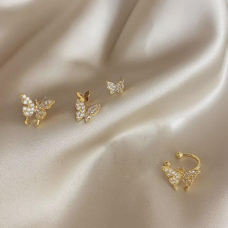 Trendy 925 Silver Butterfly Earrings: Stylish, Cold-Style Design for Women