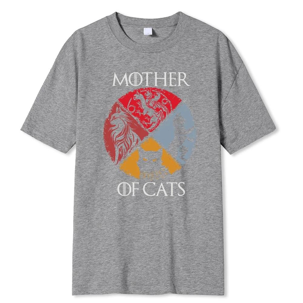 Cat Family Mother Of Cats Printing Male T Shirts Quality Tshirt Summer Unisex Casual Cotton Tops Hip Hop Breathable Tee Clothes