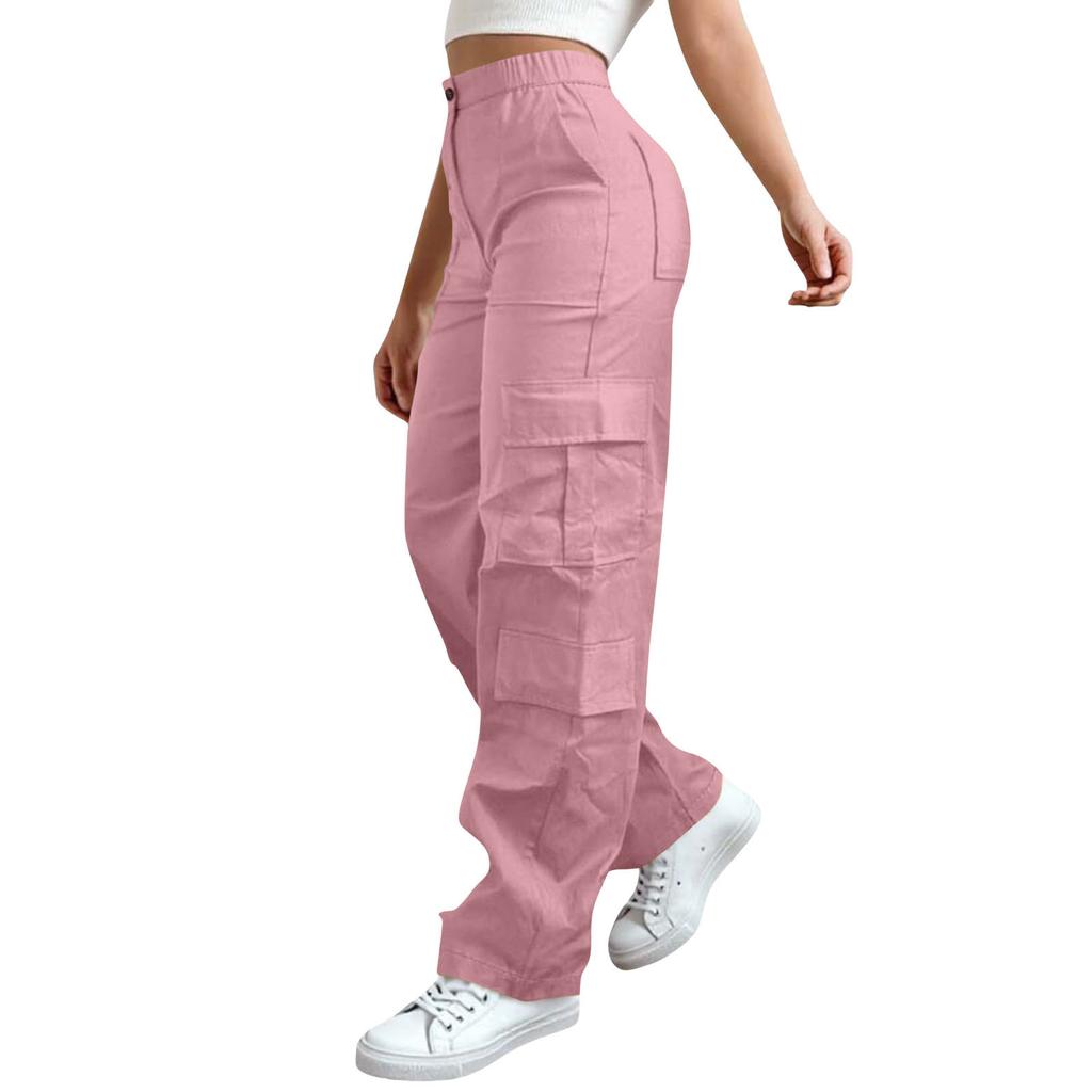 Women’s Casual Cargo Pants Loose Fit High Waist Straight Leg Multi Pocket Trousers for Daily Wear Work Travel Outdoor Activities