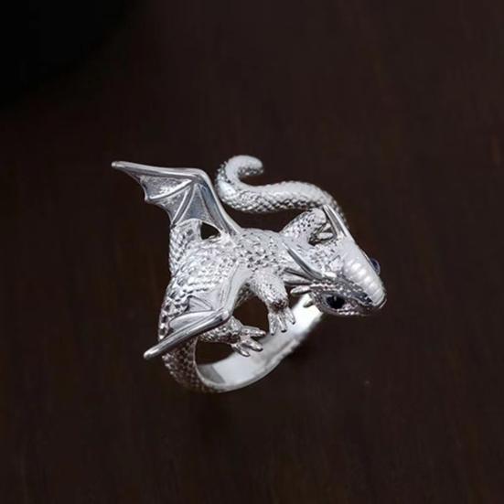 Vintage Punk Rings for Women Men Gothic Rings Flying Dragon Gothic Rings Alloy Open Adjustable Rings Jewelry