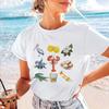 Cute and Fun Cartoon Pattern T-Shirt Printed Women's Top Casual Short Sleeve Women's Fashion Women's Popular Versatile T-Shirt