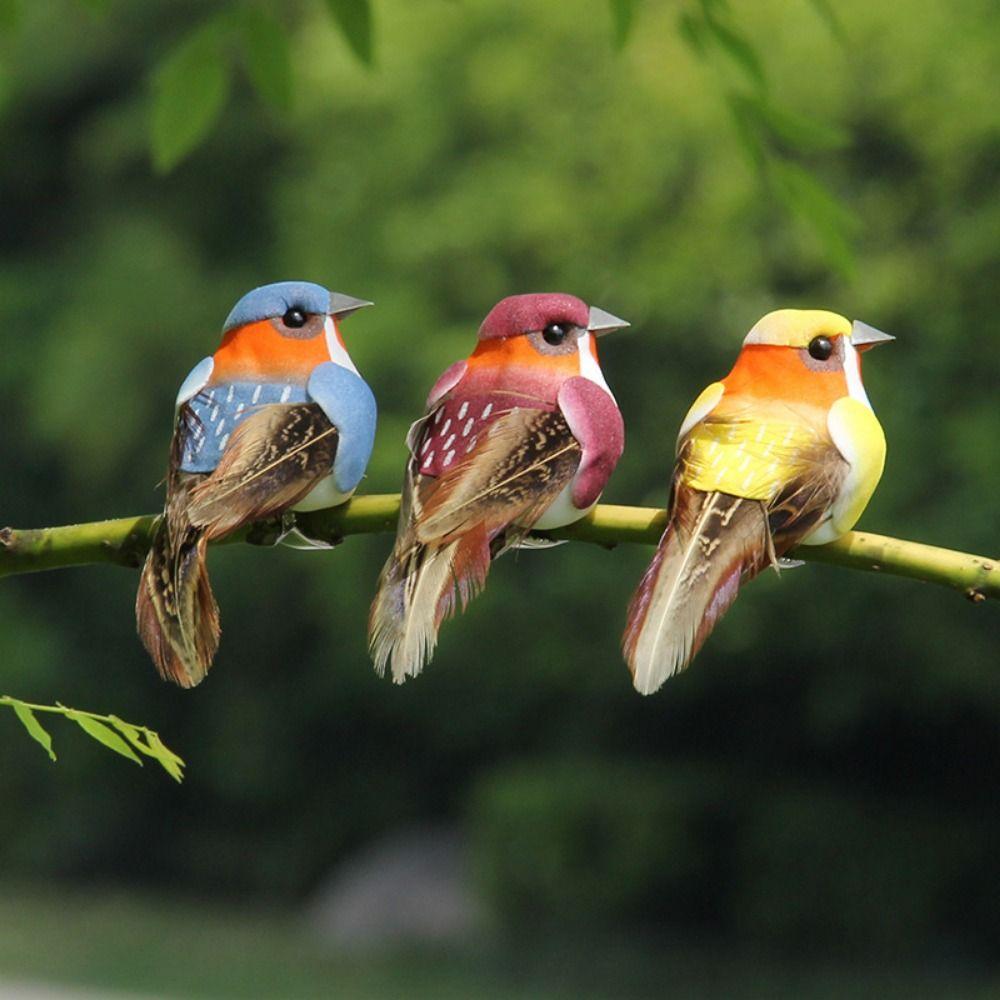 6PCS Mixed Color Artificial Birds DIY Accessories Artificial Bird Model Landscape Making