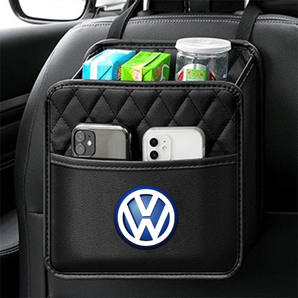 T30Multi-functional Car Seat Back Storage Box PU Leather Hanging Bag Valve Cap For Volkswagen B6 Golf 6 Motion MK4 Jetta Bora Polo