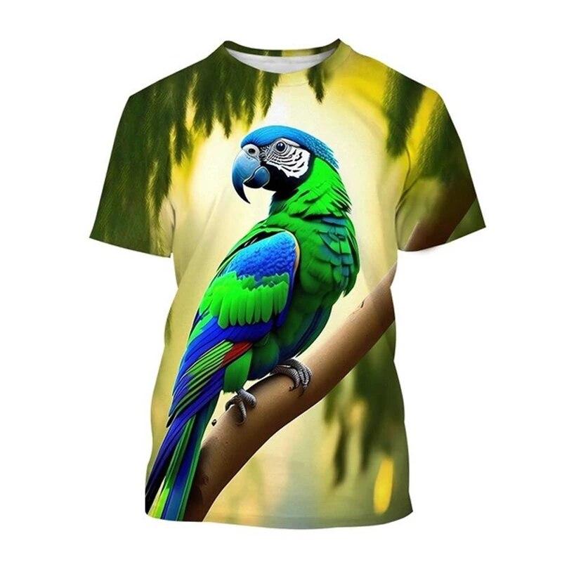 Mode Nieuwe Kleur Papegaai Grafische T-shirts Voor Unisex Zomer Trend Casual T-shirts Harajuku Bedrukt O-hals Korte Mouw Top