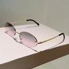 Rimless Oval Sunglasses Men Fashion Gradient Decor Shades Glasses Women New Trendy Vintage Brand Design Casual Eyewear