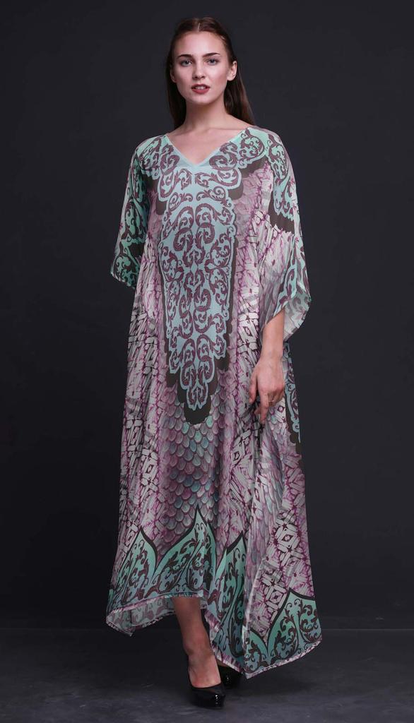 Phagun Paisley Etniczny Damski Kaftan Wakacyjny Strój Domowy Sukienka Maxi Plażowa