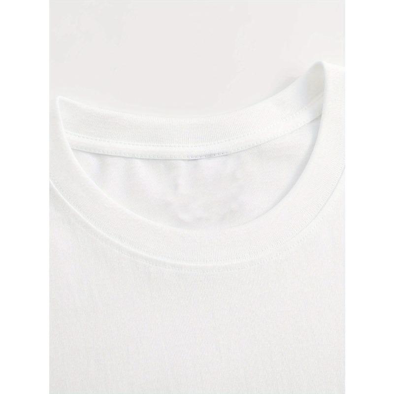 European Size Fashionable Letter Cartoon Print Women'S Round Neck T-Shirt, Simple Design, Comfortable And Breathable
