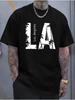 Heren Zomer Katoen Modieus Casual Los Grote Maat Los Angeles Letter Print Sport Round Neck Korte Mouwen T-shirt Zacht.