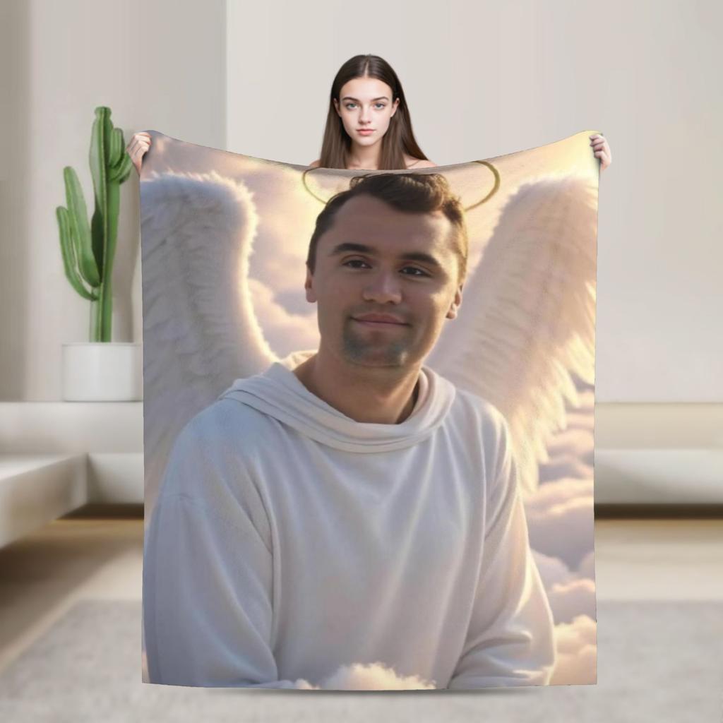 Charlie Kirk Angelic Advocate Warm Soft Blanket  Office Plush Throw Blanket Fluffy Couch Bed Flannel Bedspread Sofa Bed Cover