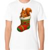 Squirrel Stocking T Shirt Merry Xmas Top Christmas Vintage Washed Versatile Unisex Soft Slightly Streetwear Homme