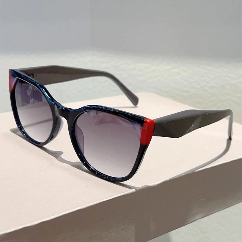 Übergroße Cat-Eye-Sonnenbrille Damenmode Vintage Patchwork-Rahmen Farbverlaufsgläser Trendiges Markendesign Anti-UV-Sonnenbrille