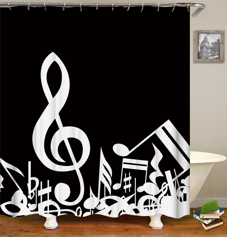 3D Music Rock Style Printed Shower Curtains Bathroom Curtain Frabic Waterproof Polyester Bath Curtain Home Decoration With Hooks