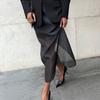 Women Maxi Skirt High Waist Mesh Yarn Cover Perspective Solid Color Skirt Hip