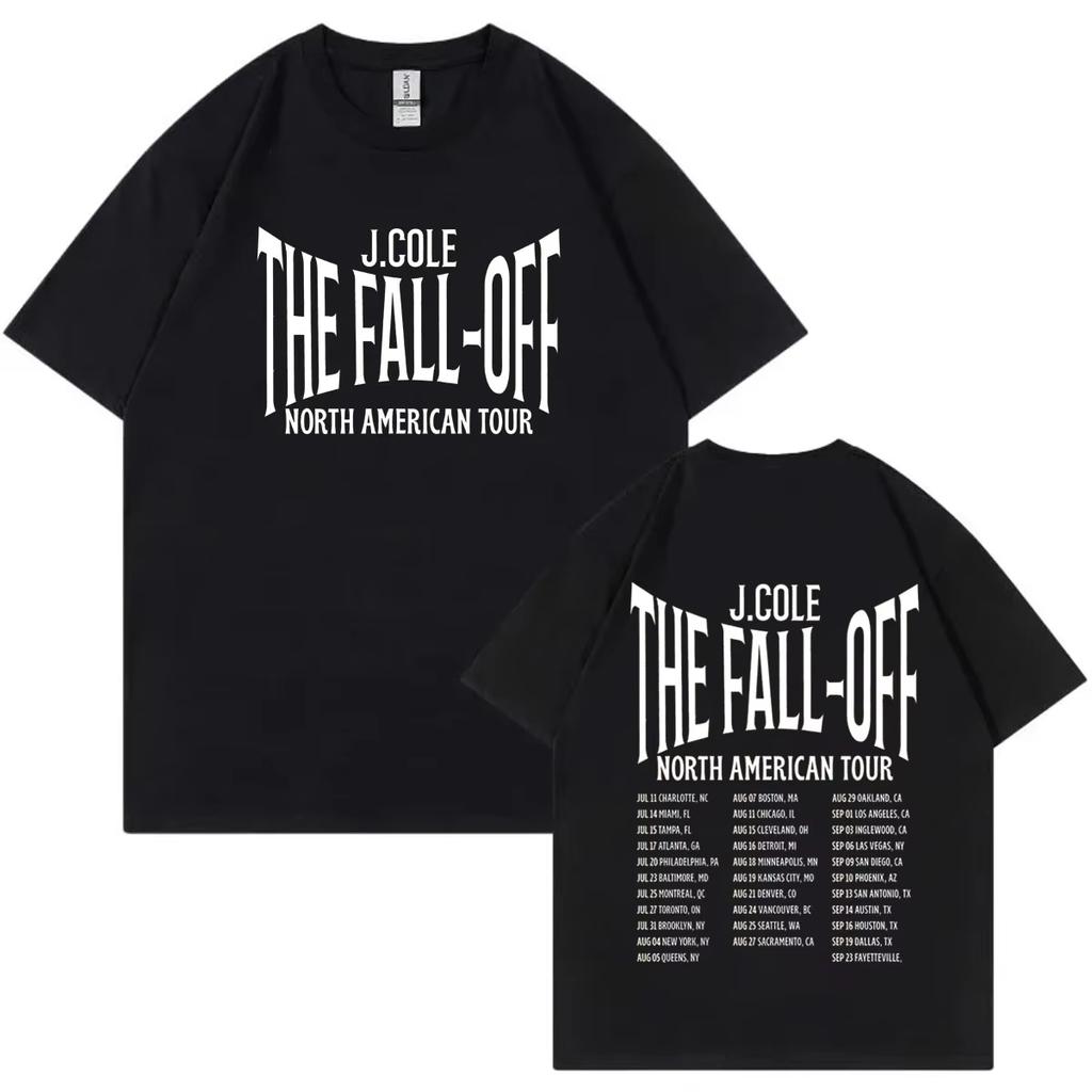 Rappare J Cole The Fall Off Tour 2026 Tryckt T-shirt Harajuku Hip Hop Kortärmad T-shirt Unisex Unisex Casual Mode Lös T-shirt