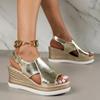 Peep Toe Wedge Sandals Women Summer Back Strap Buckle Platform Sandles Woman Fashion Thick Sole Sandalias Roman Shoes 2024