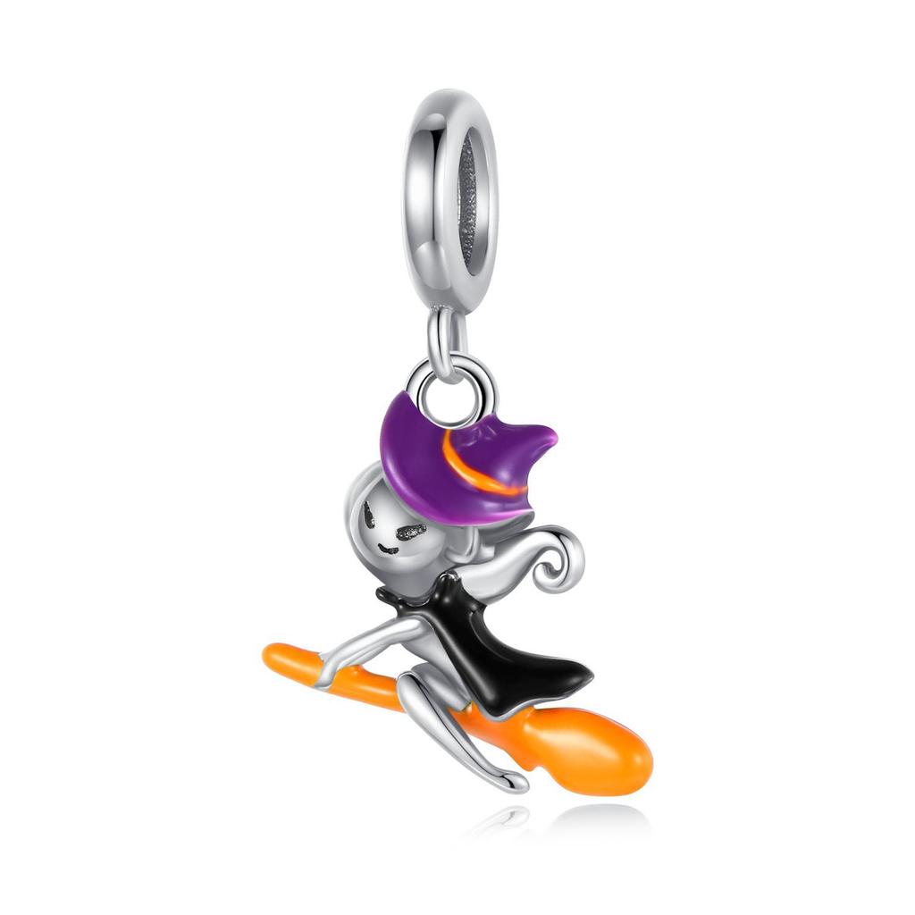 Funny Halloween Charms Copper Pumpkin Ghost Witch Magic Hat Pendant Bead Fit Original Bracelet Necklace Diy Jewelry