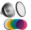 Godox Standard-Reflektor mit Soft-Diffusor Wabenraster Farbfilter-Set für Studio Kompatibel mit Godox AD200 AD200PRO AD180 AD360 AD360II