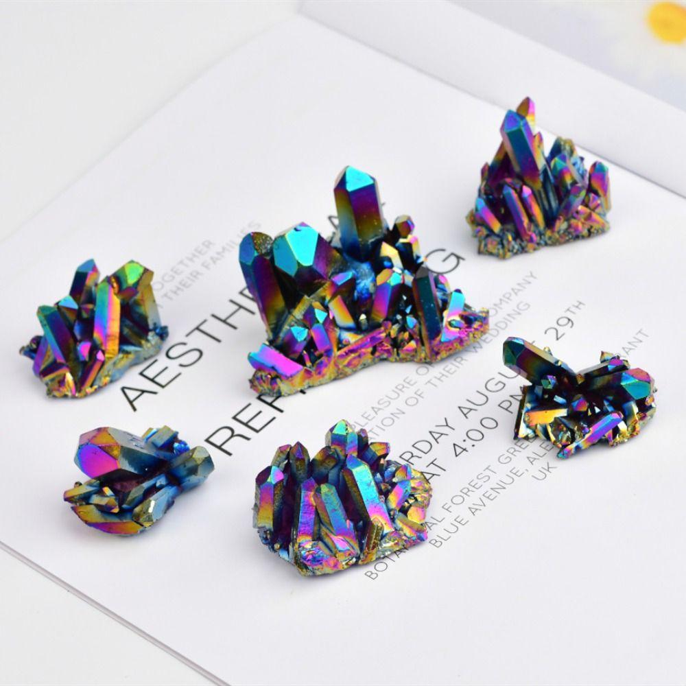 Healing Crystals Rainbow Titanium Crystal Cluster Stone Ornaments Reiki Stone Specimen Mineral