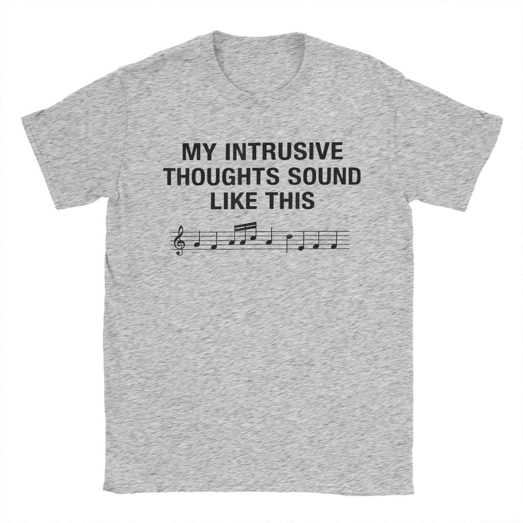 My Intrusive Thoughts Sound Like This T-Shirt Summer Men Cotton O Neck Oversized Top Tees Short Sleeves Awesome Tops