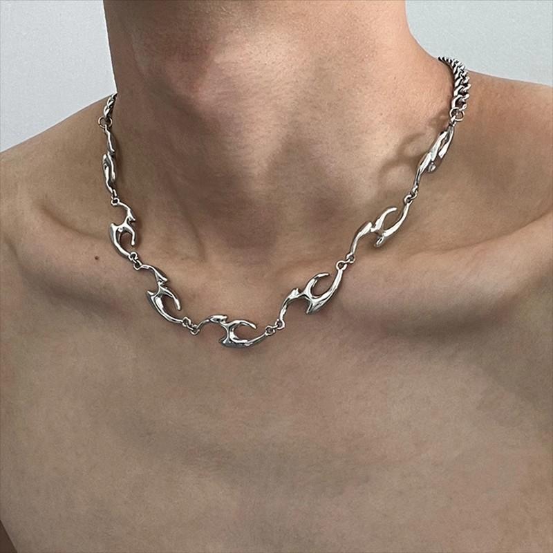 Hip Hop Irregular Titanium Steel Necklace for Man Luxury Collar Chain Unisex Jewelry Street Punk Choker Accessories Wholesale