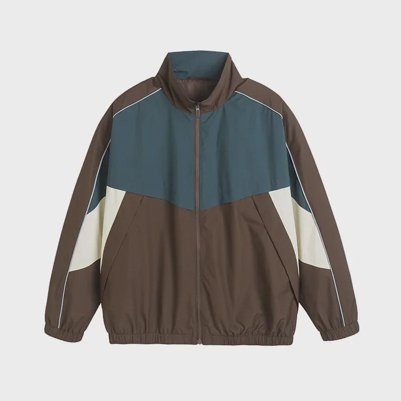 Retro Tri-Color Stand-Up Collar Casual Jacket - Men's Trendy Versatile Student Top for Spring and Autumn